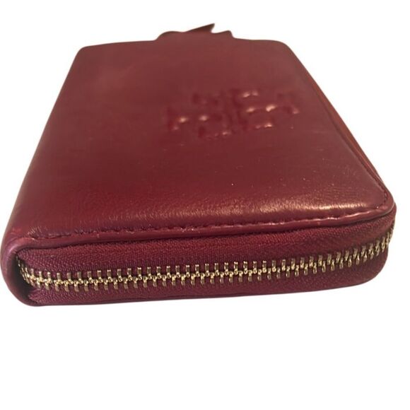 Tory Burch Thea Dark Cherry Leather Long Zip Around Continental Wallet EUC - Picture 3 of 15